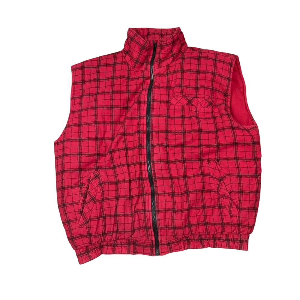 Northwest Territory Red Black Lumberjack Plaid Puffy Winter Vest Men Large